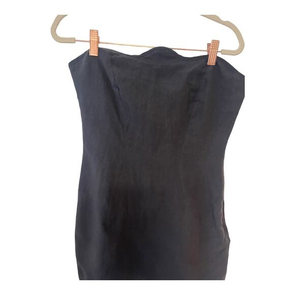 Revolve Natalie Rolt Daisy Linen Strapless Mini Dress Scalloped Edge Black Sz 2 - Picture 5 of 16